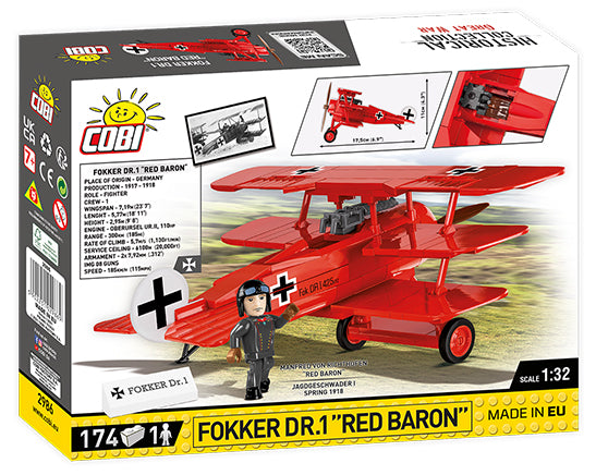 Fokker Dr.1 Red Barron, 174 Piece Block Kit Back Of Box