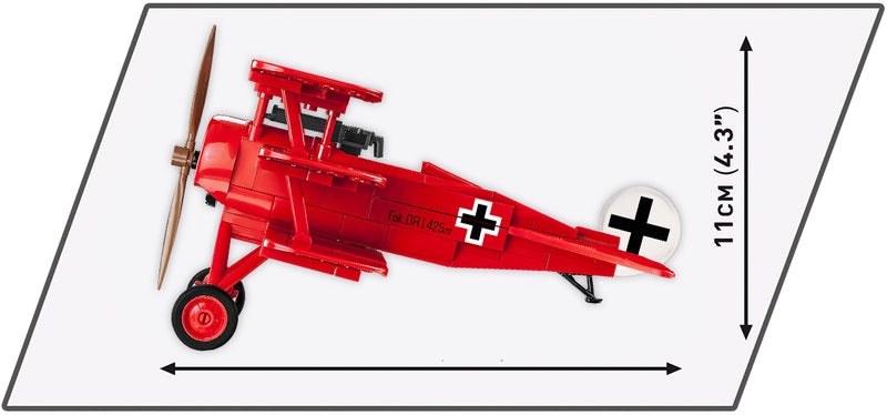 Fokker Dr.1 Red Barron, 174 Piece Block Kit Side View Dimensions
