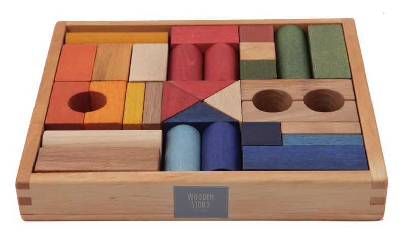 Wooden Story Rainbow Blocks 30 pcs in tray