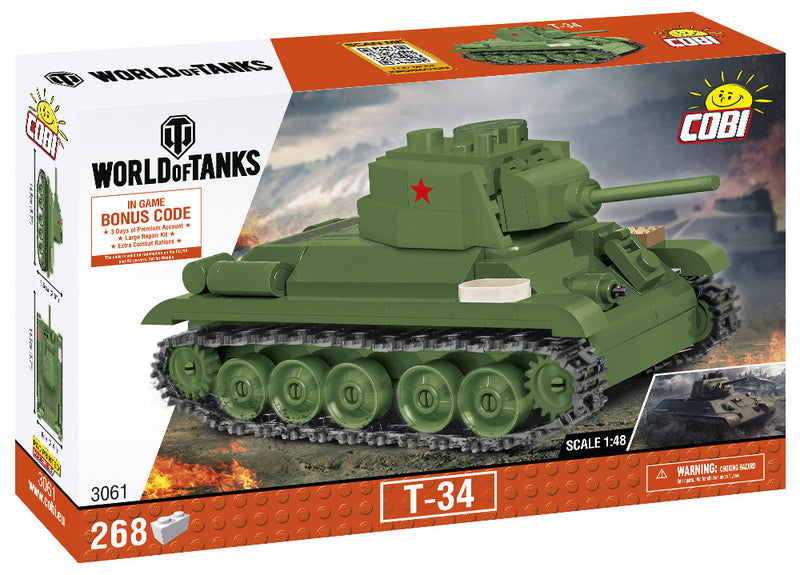World Of Tanks T-34/76 Tank, 1:48 Scale 268 Piece Block Kit By Cobi