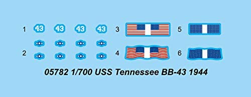 USS Tennessee BB-43 1944, 1:700 Scale Model Kit Decals