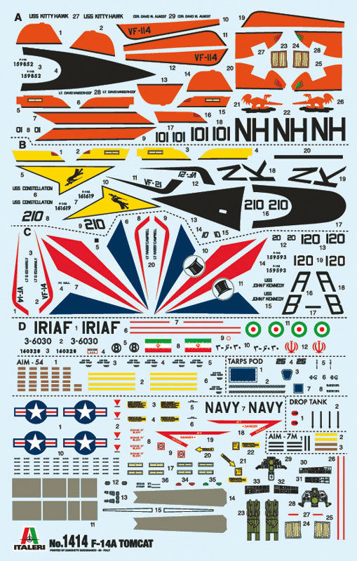 Grumman F-14A Tomcat, 1/72 Scale Model Kit Decals