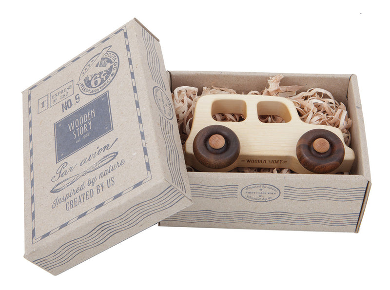Off Road Vehicle Natural Colored Wood Toy Car By Wooden Story In Box