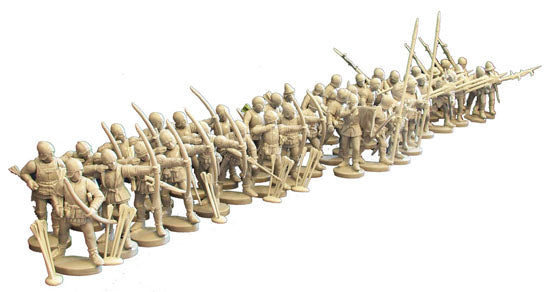 Wars Of The Roses Infantry 1455 - 1487, 28 mm Scale Model Plastic Figures Assembled