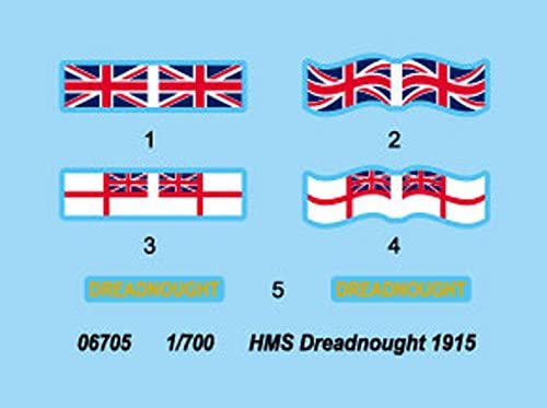 HMS Dreadnought Battleship 1915, 1:700 Scale Model Kit Decals