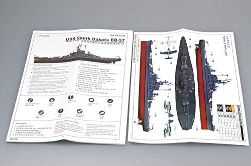 USS South Dakota Battleship BB-57, 1:700 Scale Model Kit Instructions And Paint Guide