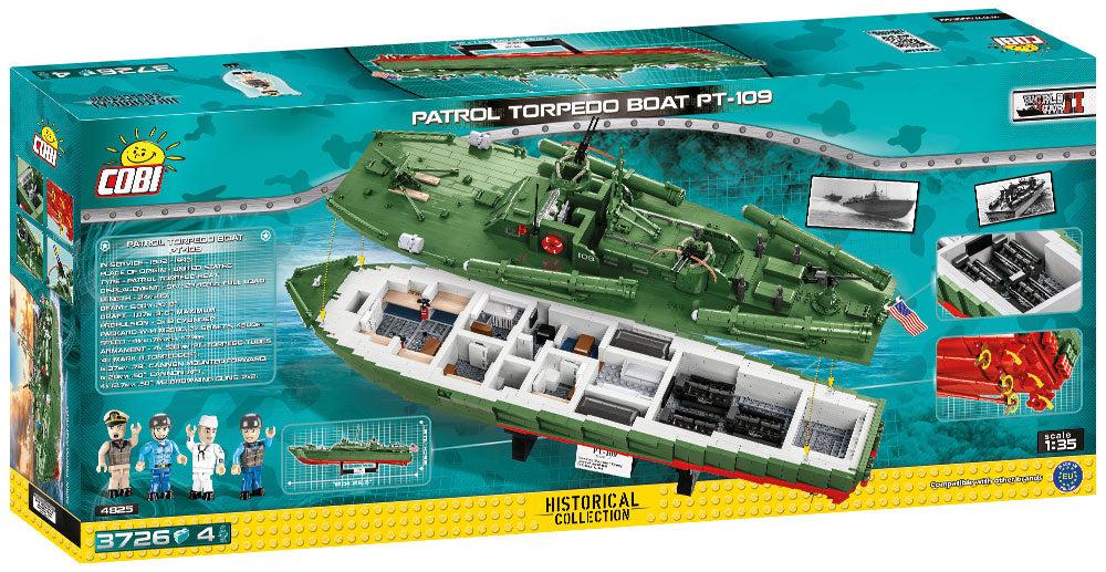 Patrol Torpedo Boat PT-109, 3726 Piece Block Kit Back Of Box