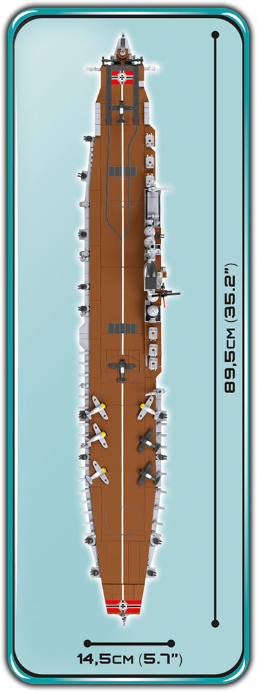 Graf Zeppelin Aircraft Carrier 1:300 Scale, 3136 Piece Block Kit Top View