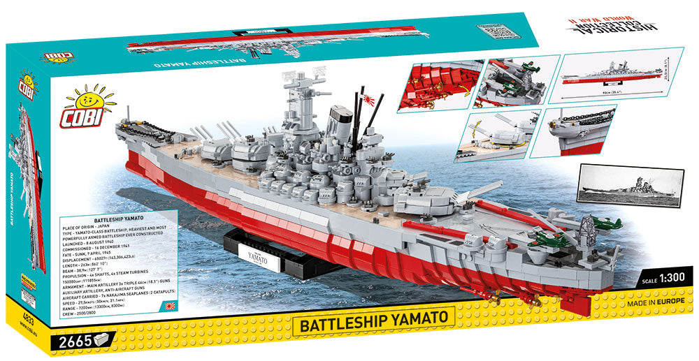 Yamato Battleship 1:300 Scale, 2665 Piece Block Kit Back Of Box