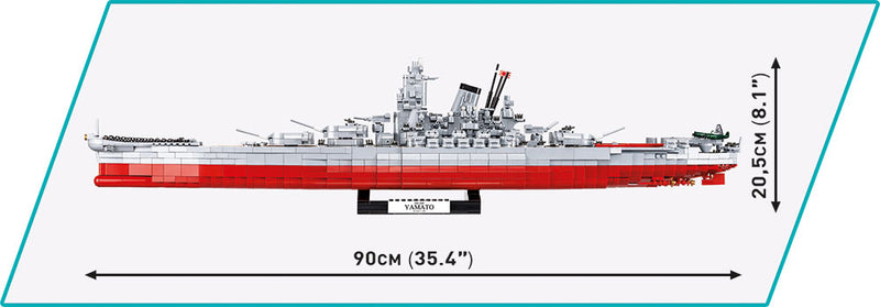 Yamato Battleship 1:300 Scale, 2665 Piece Block Kit Side View Dimensions
