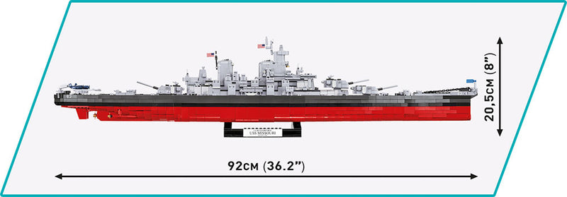 USS Missouri Battleship BB-63, 1/300 Scale 2655 Piece Block Kit Dimensions