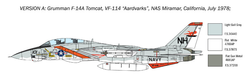 Grumman F-14A Tomcat, 1/72 Scale Model Kit VF-114