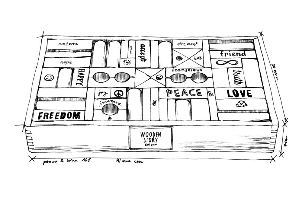 Peace & Love Natural Colored Blocks In Tray – 108  pcs Drawing