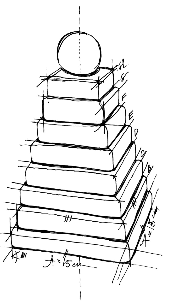 Wooden Story Natural Pyramid Stacker Drawing