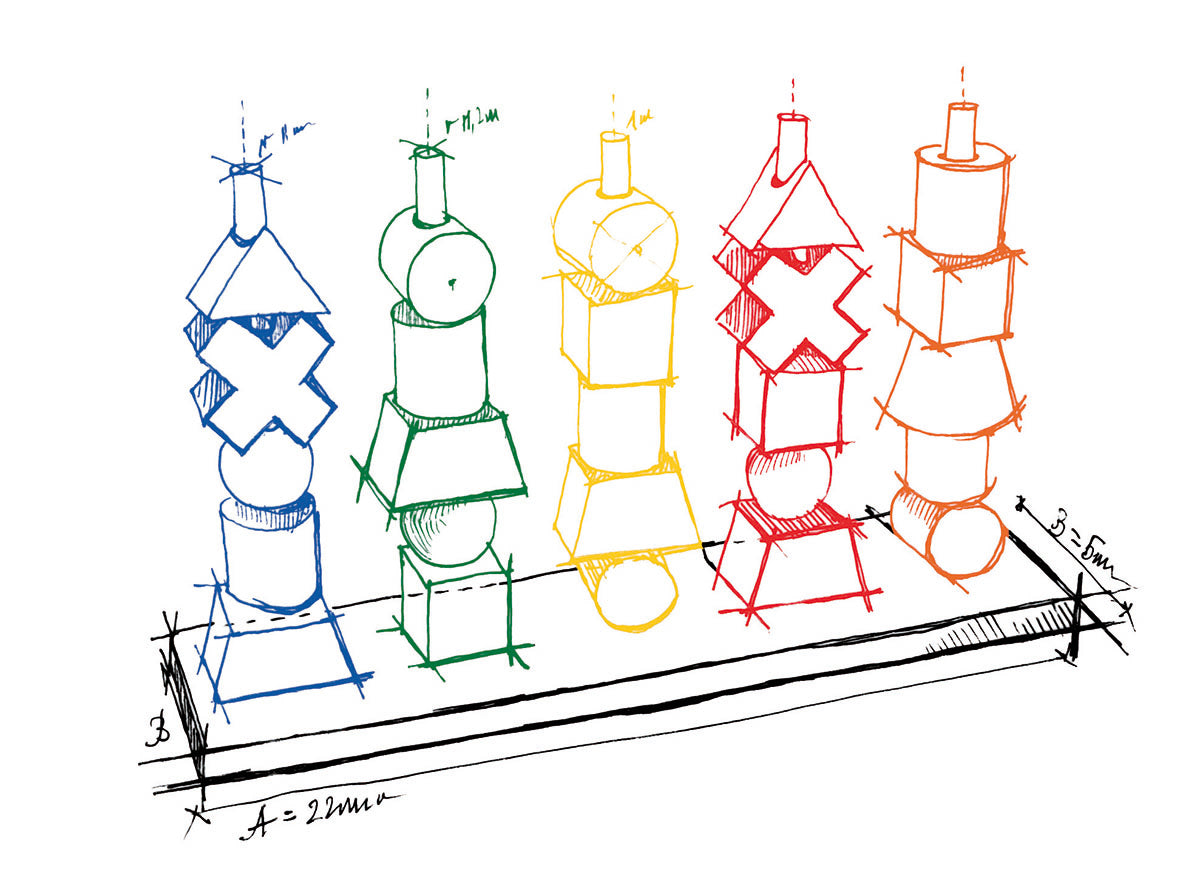 Rainbow Colored Wood Stacking Toy By Wooden Story Drawing