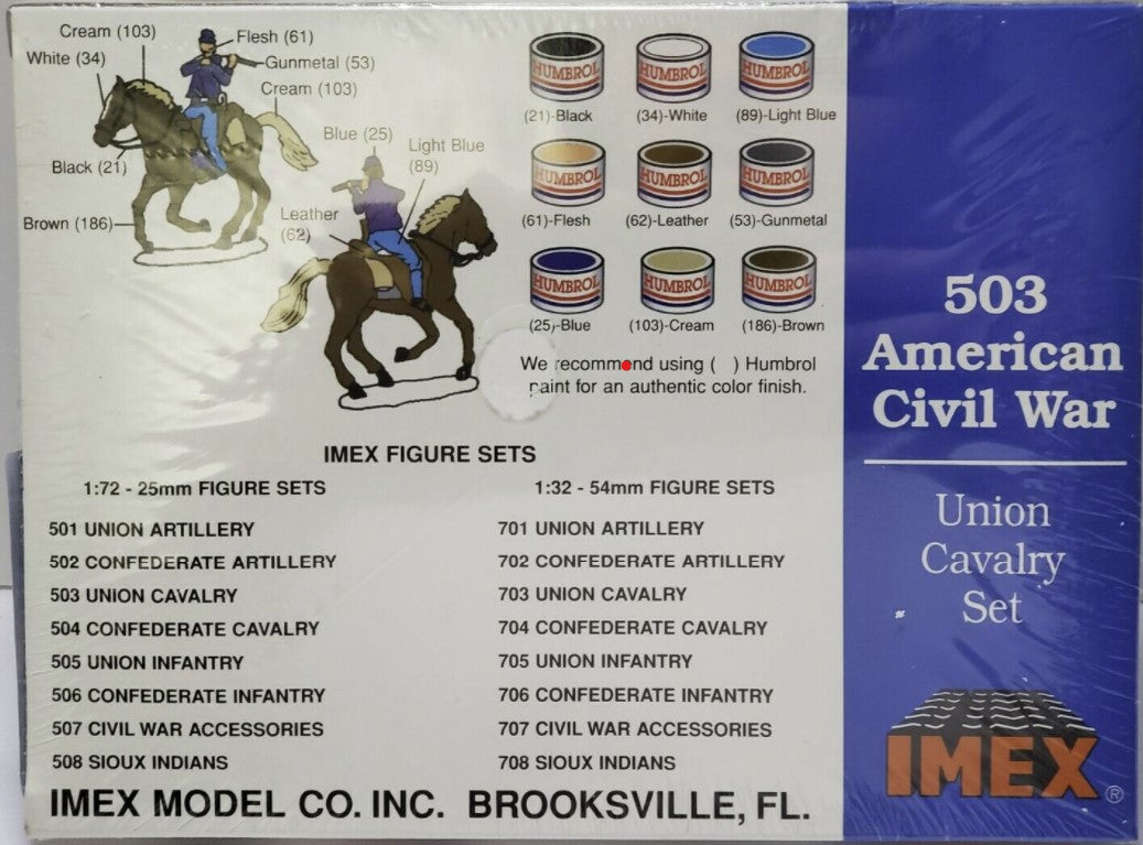 American Civil War Union Cavalry, 1/72 Scale Plastic Figures Back Of Box