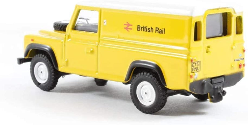 Land Rover Defender British Rail 1987 1:76 (OO) Scale Model By Oxford Diecast Left Rear View