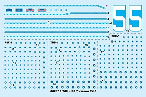 USS Yorktown Aircraft Carrier CV-5,1:700 Scale Model Kit Decals