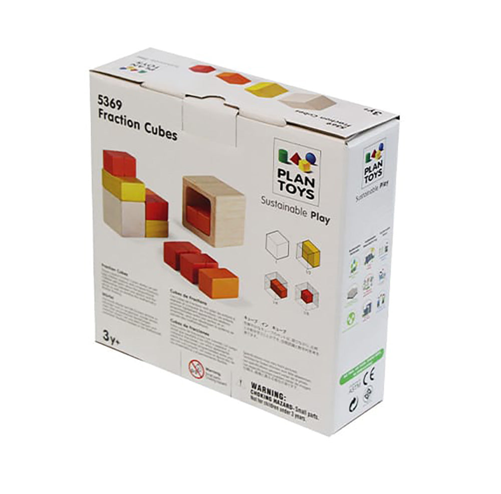 Fraction Cubes Wooden Blocks By Plan Toys Back Of Box