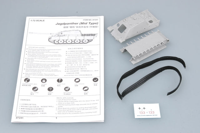 Jagdpanther (Mid Type),1:72 Scale Model Kit Instructions & Hulls