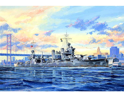 USS Quincy Heavy Cruiser CA-39 1942, 1:700 Scale Model Kit Box Art
