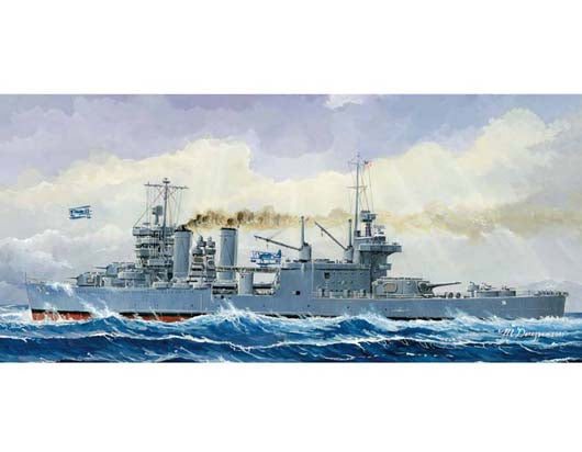 USS Minneapolis Heavy Cruiser CA-36 1942, 1:700 Scale Model Kit Box Art