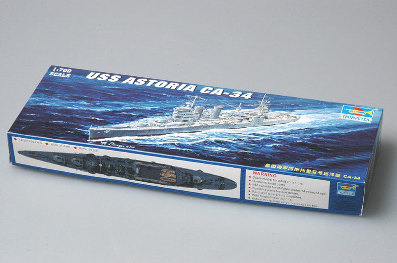 USS Astoria Heavy Cruiser CA-34 1942, 1:700 Scale Model Kit Box