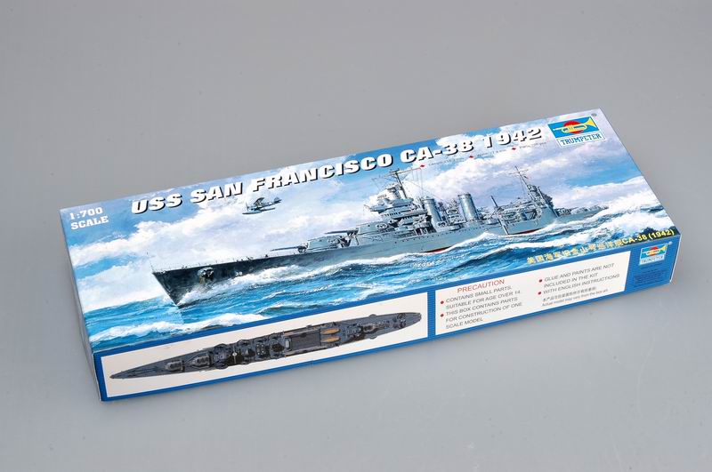 USS San Francisco Heavy Cruiser CA-38 1942, 1:700 Scale Model Kit By Trumpeter