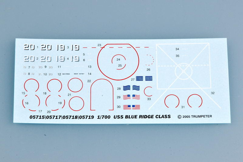 USS Mount Whitney LLC-20 1997 1:700 Scale Model Kit Decals