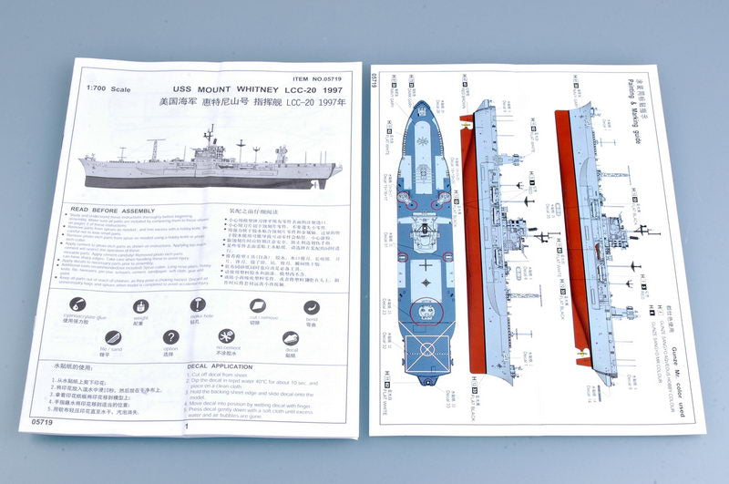 USS Mount Whitney LLC-20 1997 1:700 Scale Model Kit Instructions