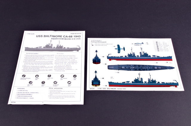 USS Baltimore Heavy Cruiser CA-68 1943, 1:700 Scale Model Kit