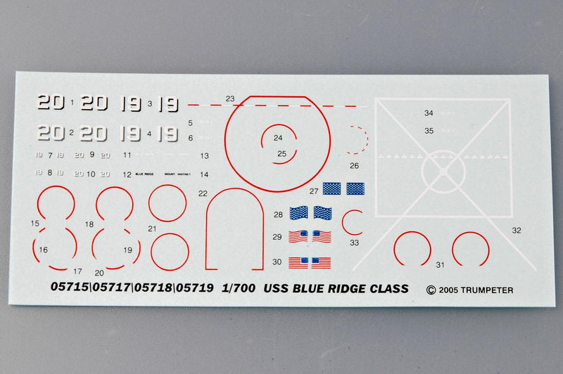 USS Blue Ridge LLC-19 1997, 1:700 Scale Model Kit Decals