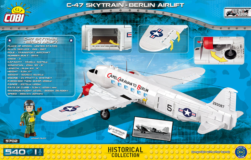 Douglas C-47 Skytrain (Dakota) Berlin Airlift 540 Piece Block Kit Back Of Box