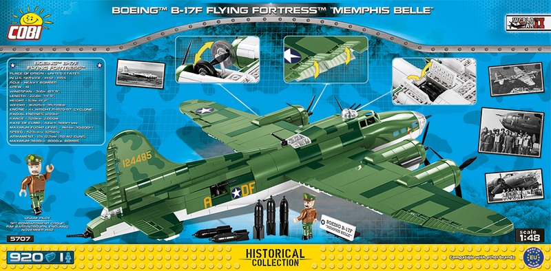 Boeing B-17F Flying Fortress “Memphis Belle”, 920 Piece Block Kit By Cobi