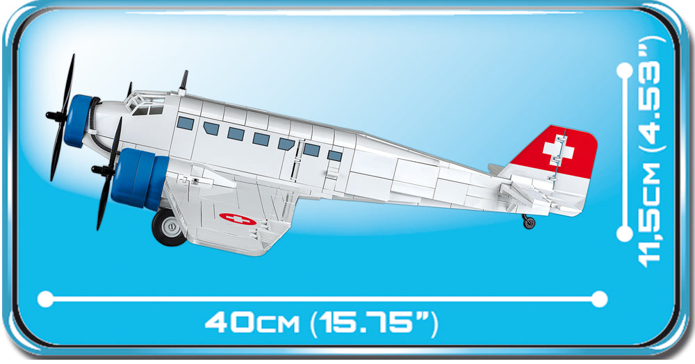 Junkers Ju 52/3m Swiss Air, 542 Piece Block Kit Left Side Dimensions