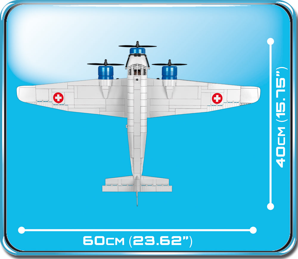 Junkers Ju 52/3m Swiss Air, 542 Piece Block Kit Top View Dimensions