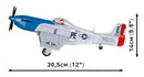 North American P-51D Mustang, 304 Piece Block Kit Side View Dimensions