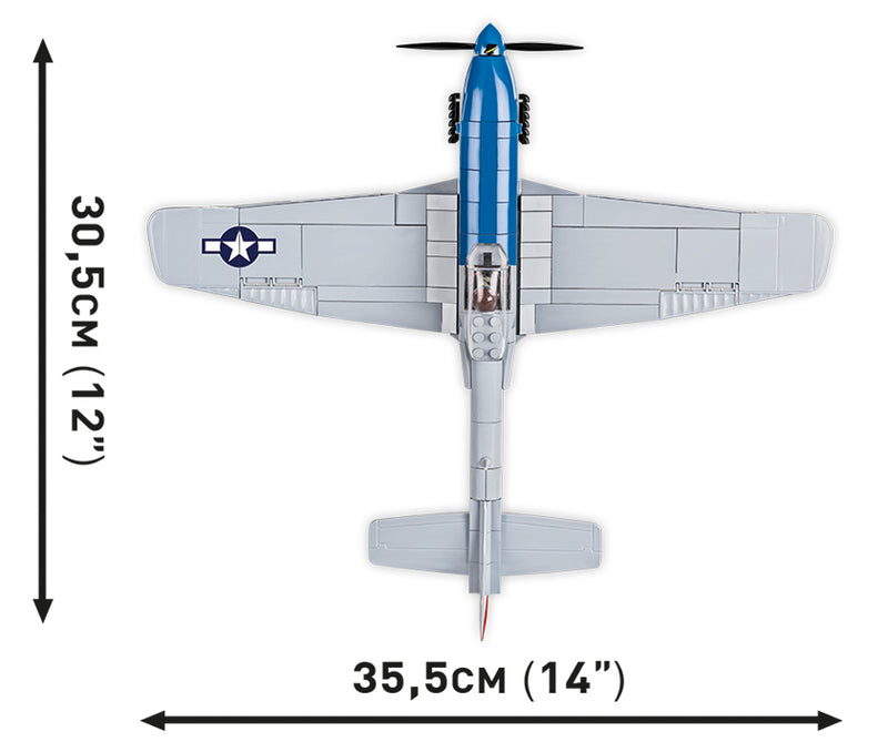 North American P-51D Mustang, 304 Piece Block Kit Top View Dimensions