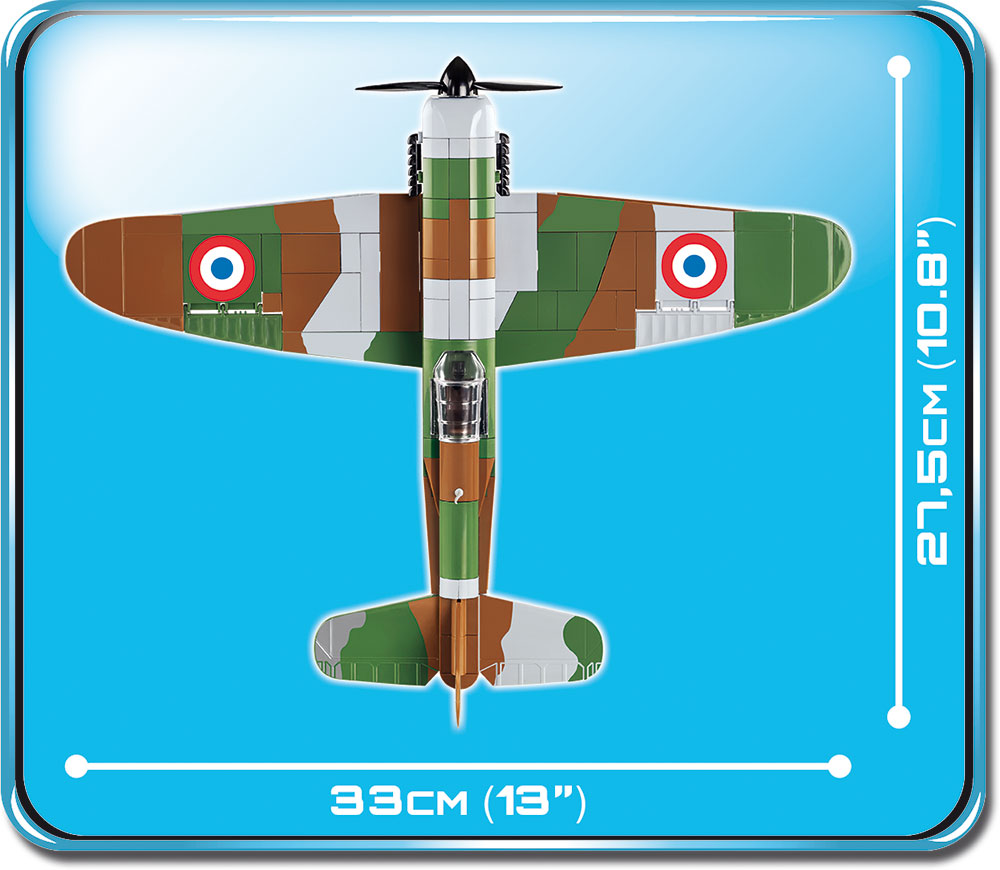 Dewoitine D.520, 283 Piece Block Kit Top View Dimensions