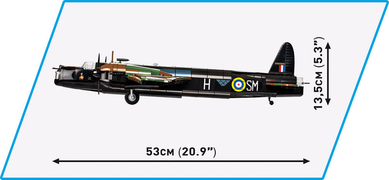 Vickers Wellington Mk.II, 1162 Piece Block Kit Side View Dimensions