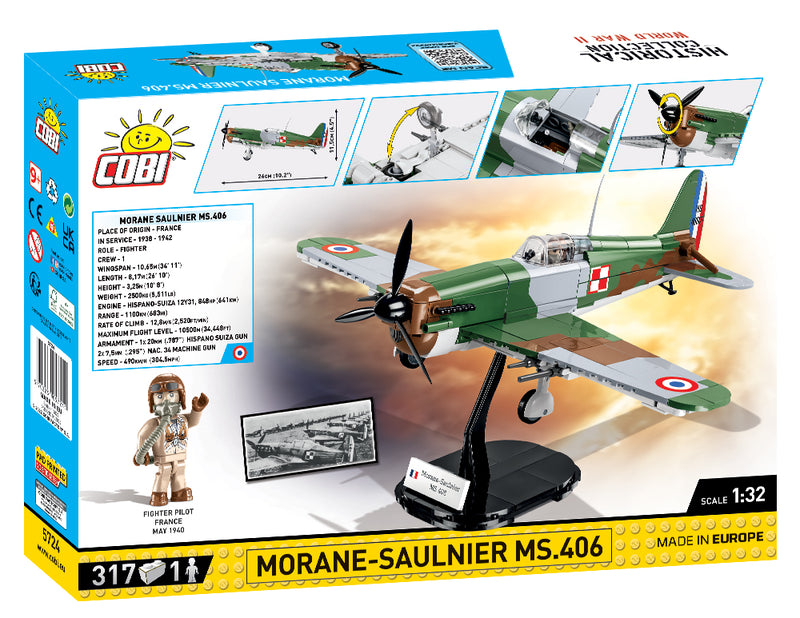Morane-Saulnier MS.406, 317 Piece Block Kit Back of Box