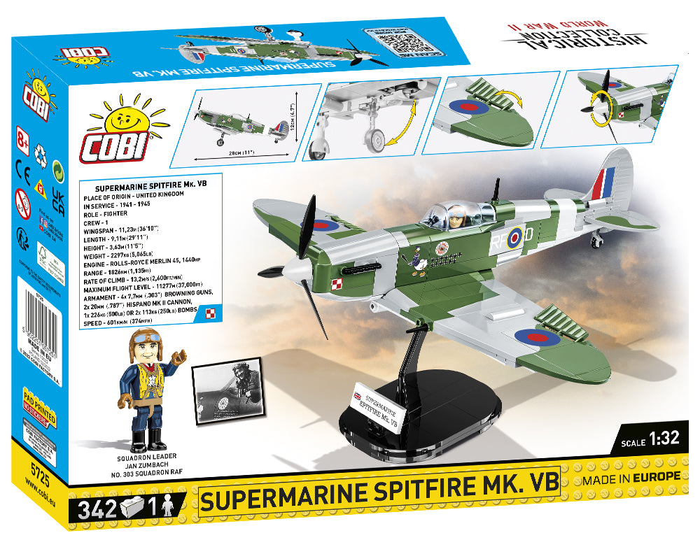 Supermarine Spitfire Mk VB, 342 Piece Block Kit Back Of Box