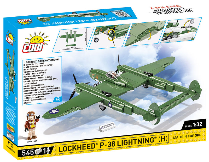 Lockheed P-38 Lightning 545 Piece Block Kit Back Of Box