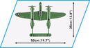 Lockheed P-38 Lightning 545 Piece Block Kit Top View Dimensions
