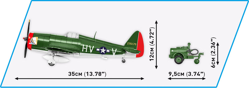 Republic P-47 Thunderbolt Executive Edition, 1/32 Scale 576 Piece Block Kit Side View Dimensions