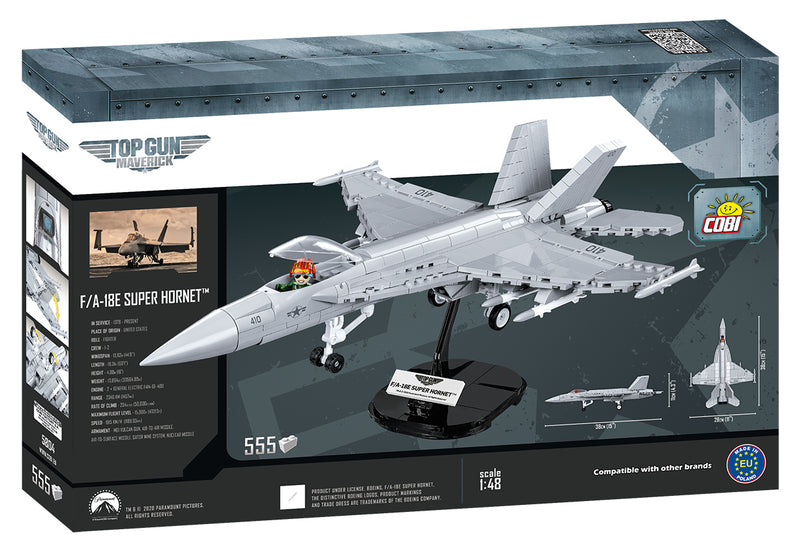 Top Gun Maverick Boeing F/A-18E Super Hornet 555 Piece Block Kit Back Of Box