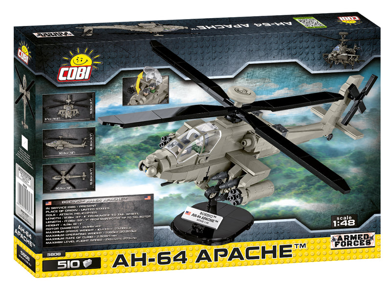 Boeing AH-64 Apache Helicopter 510 Piece Block Kit Back Of Box