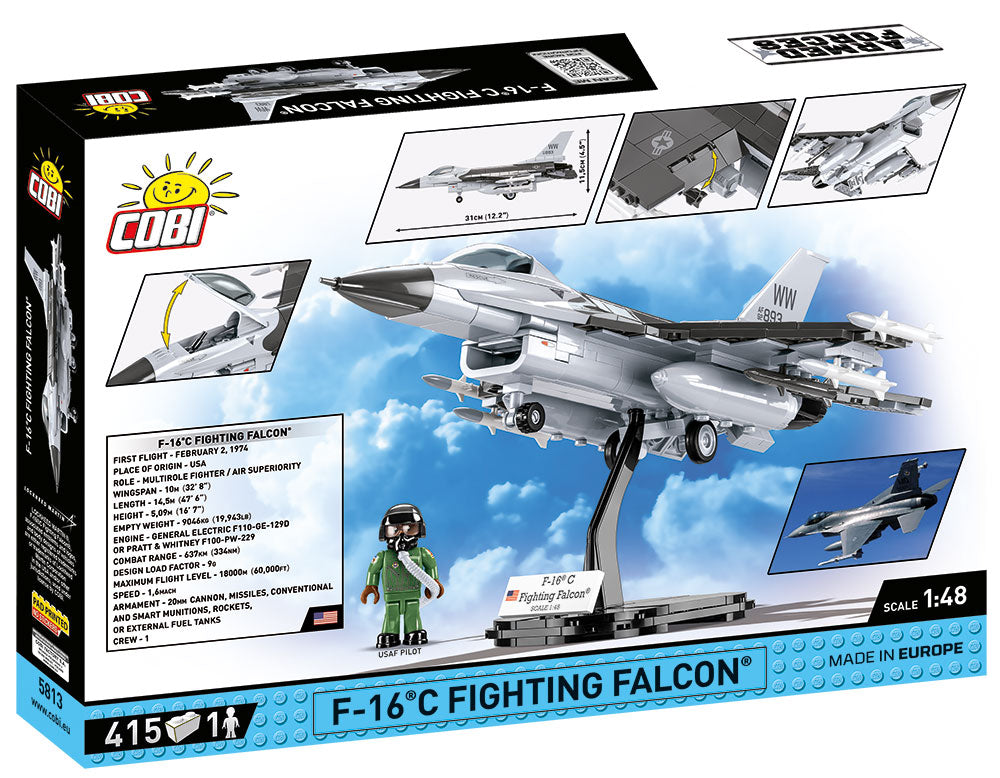 Lockheed Martin F-16C Fighting Falcon, 415 Piece Block Kit Back of Box