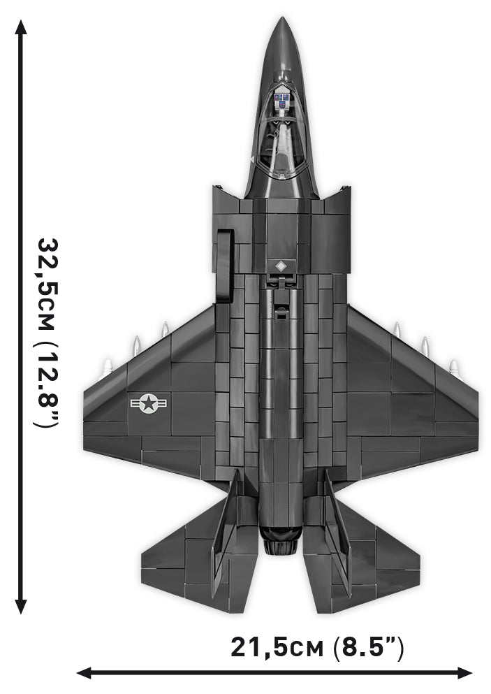 Lockheed Martin F-35B Lightning II, 594 Piece Block Kit Top View Dimensions