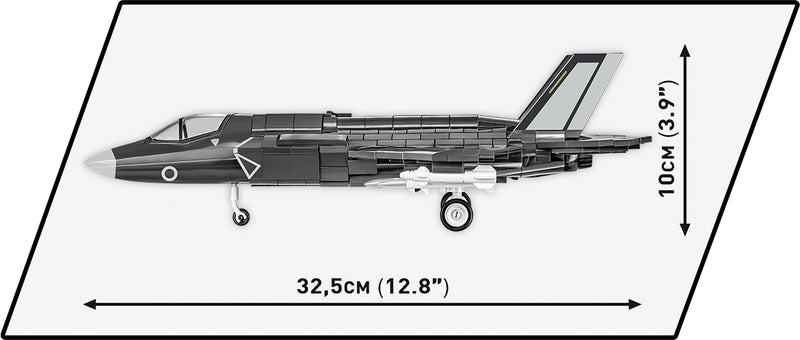 Lockheed Martin F-35B Lightning II Royal Air Force, 594 Piece Block Kit Side View Dimensions